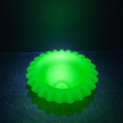 -127- URANIUM | Fenton Satin Custard Glass Ruffled Edge Fairy Lamp Base