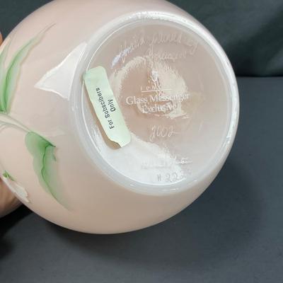 -129- FENTON | Hand Painted Camellia Pink & White Cased Ginger Jar | Marked