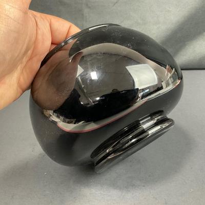 -130- FENTON | Bowl Gold & Silver Poppy Ebony Black Hand Painted