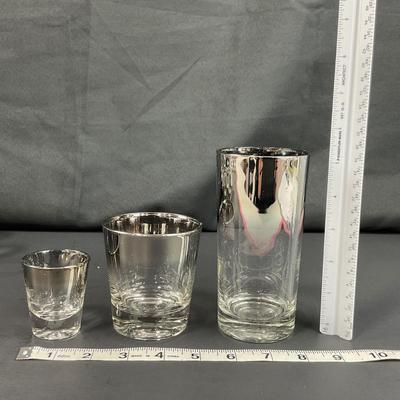 -131- MID CENTURY | 1950’s Mercury Fade Glasses & Chrome Caddy
