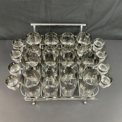 -131- MID CENTURY | 1950’s Mercury Fade Glasses & Chrome Caddy
