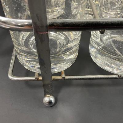 -131- MID CENTURY | 1950’s Mercury Fade Glasses & Chrome Caddy
