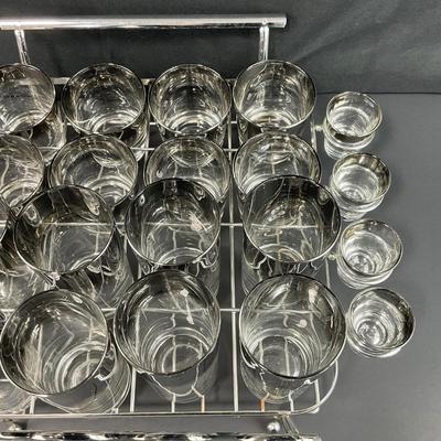 -131- MID CENTURY | 1950’s Mercury Fade Glasses & Chrome Caddy