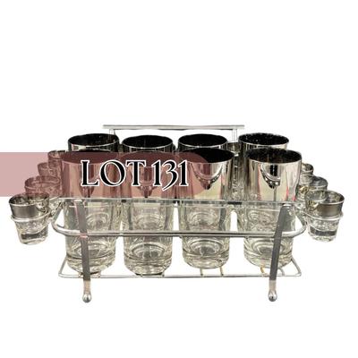 -131- MID CENTURY | 1950’s Mercury Fade Glasses & Chrome Caddy