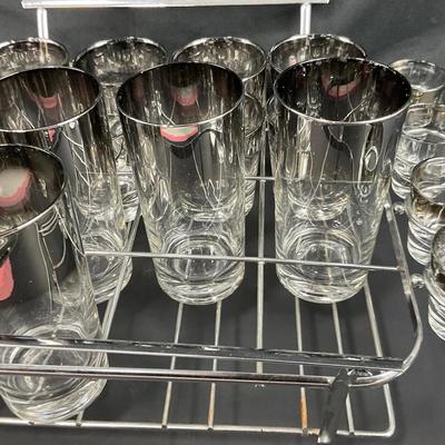 -131- MID CENTURY | 1950’s Mercury Fade Glasses & Chrome Caddy