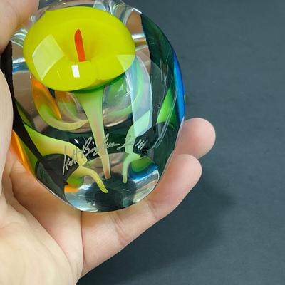 -133- GLASSWARE | Scott Bayless Calla Lily Paperweight Vase | Signed