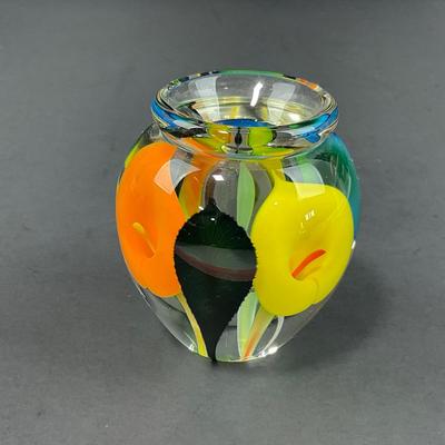 -133- GLASSWARE | Scott Bayless Calla Lily Paperweight Vase | Signed