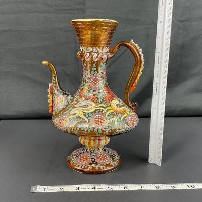 -137- GLASSWARE | Colorful Antique Bohemian Moser Pitcher