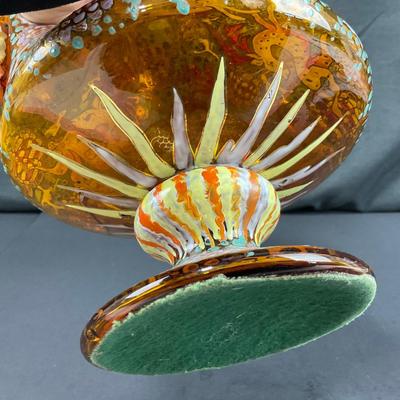 -137- GLASSWARE | Colorful Antique Bohemian Moser Pitcher