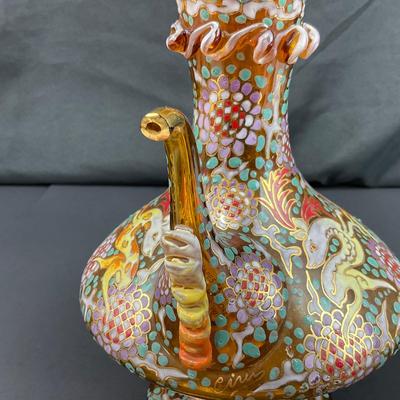 -137- GLASSWARE | Colorful Antique Bohemian Moser Pitcher