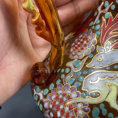 -137- GLASSWARE | Colorful Antique Bohemian Moser Pitcher