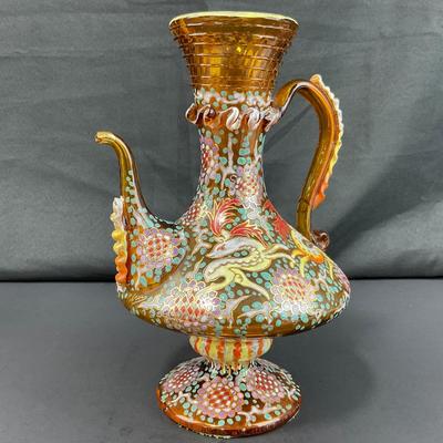 -137- GLASSWARE | Colorful Antique Bohemian Moser Pitcher