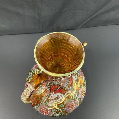 -137- GLASSWARE | Colorful Antique Bohemian Moser Pitcher