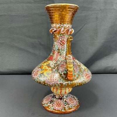 -137- GLASSWARE | Colorful Antique Bohemian Moser Pitcher