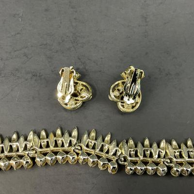 -151- COSTUME JEWELRY | BSK Vintage Wide Bracelet, Choker Necklace, & Earrings Set