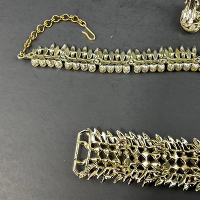 -151- COSTUME JEWELRY | BSK Vintage Wide Bracelet, Choker Necklace, & Earrings Set