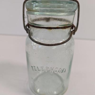 Canning Jar Bail Wire Closure Embossed "Telephone"
