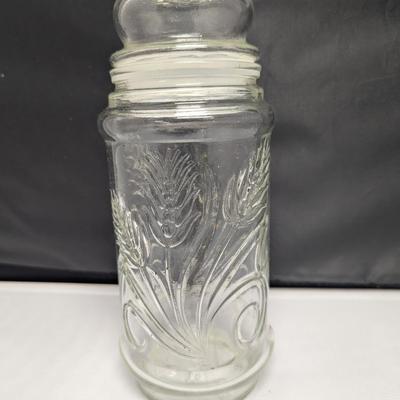 Vintage Planters Peanut Glass Jar Wheat Design