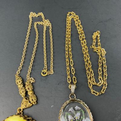 -155- COSTUME JEWELRY | Statement Pendant Flower Necklaces