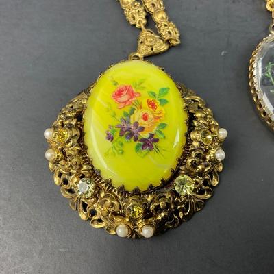 -155- COSTUME JEWELRY | Statement Pendant Flower Necklaces