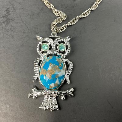 -156- COSTUME JEWELRY | 1950’s-1960’s Double Stranded Plastic Jelly Belly Owl Pendants