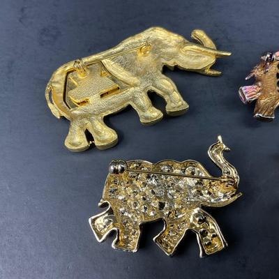 -161- PINS | Assorted Brooches Elephants | BSK Marked