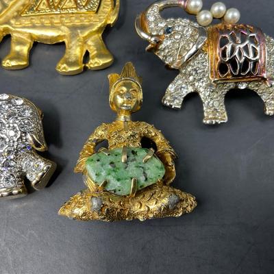 -161- PINS | Assorted Brooches Elephants | BSK Marked