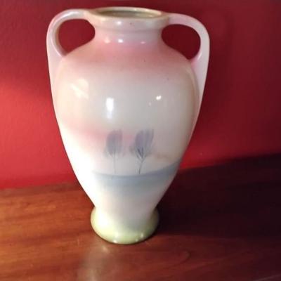 Antique Miyako Nippon Hand Painted Gold Gilded Vase Landscape Scene circa 1890