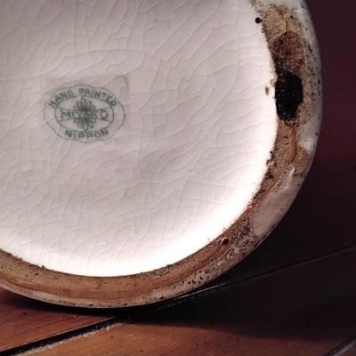 Antique Miyako Nippon Hand Painted Gold Gilded Vase Landscape Scene circa 1890