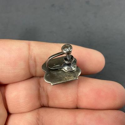 -166- JEWELRY | Vintage Sterling Onyx Carved Aztec Face Pieces