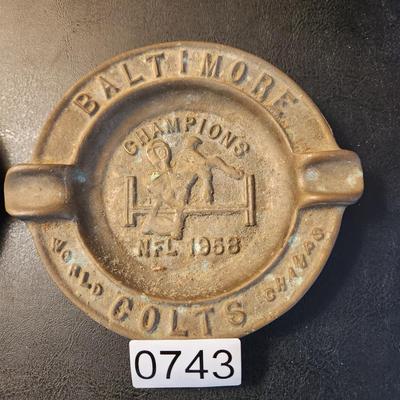 2 Vintage Baltimore Colts 1958 1959 Heavy Metal Ashtrays Memorial Stadium Yankee Stadium