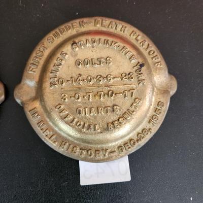 2 Vintage Baltimore Colts 1958 1959 Heavy Metal Ashtrays Memorial Stadium Yankee Stadium