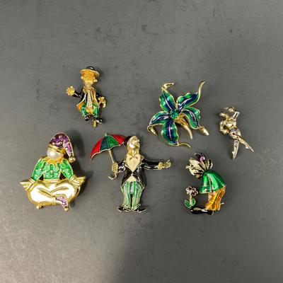 -181- PINS | Assorted Mardi Gras Colored Brooches