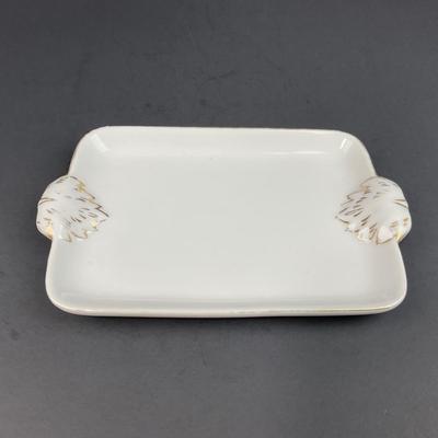 -184- COLLECTIBLE | An Irice Hand Painted White Tray | Marked