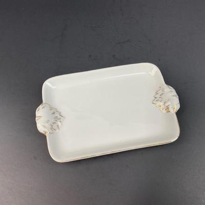 -184- COLLECTIBLE | An Irice Hand Painted White Tray | Marked
