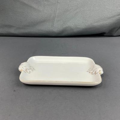 -184- COLLECTIBLE | An Irice Hand Painted White Tray | Marked