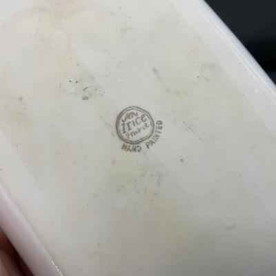 -184- COLLECTIBLE | An Irice Hand Painted White Tray | Marked