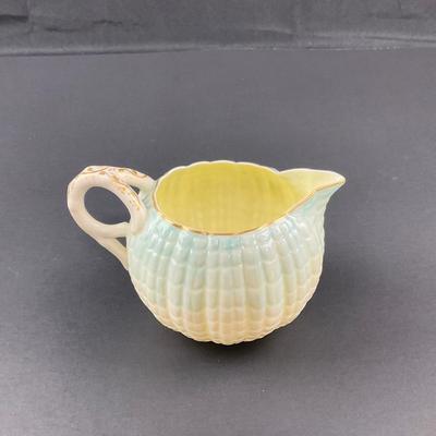 -188- BELLEEK | Blue Neptune Tray, Creamer, & Covered Sugar | Marked