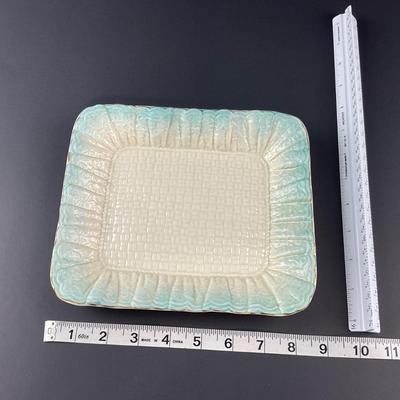 -188- BELLEEK | Blue Neptune Tray, Creamer, & Covered Sugar | Marked