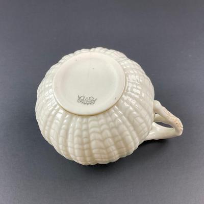 -188- BELLEEK | Blue Neptune Tray, Creamer, & Covered Sugar | Marked