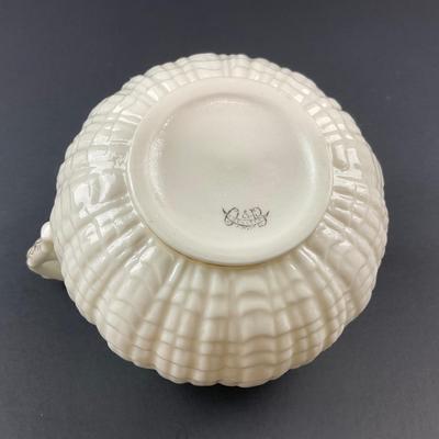 -188- BELLEEK | Blue Neptune Tray, Creamer, & Covered Sugar | Marked