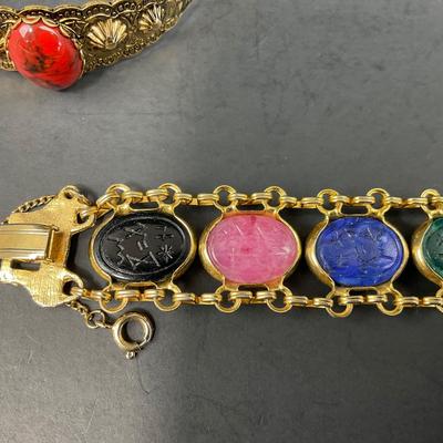 -189- COSTUME JEWELRY | Multicolored Gem Stone Bracelets
