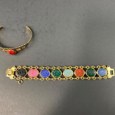 -189- COSTUME JEWELRY | Multicolored Gem Stone Bracelets