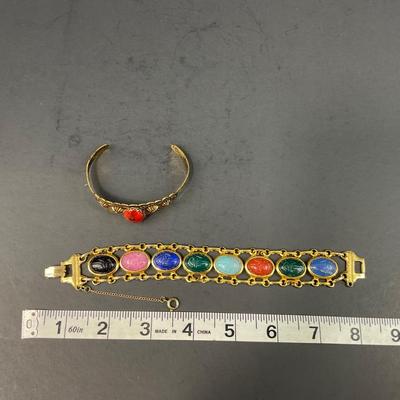 -189- COSTUME JEWELRY | Multicolored Gem Stone Bracelets