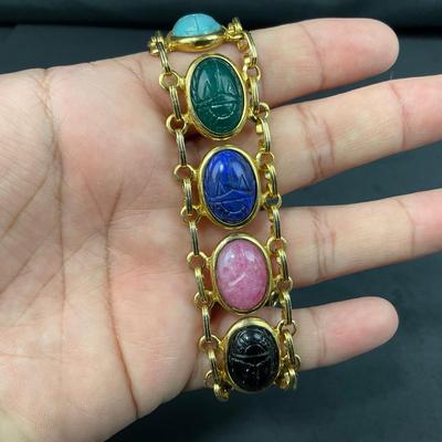 -189- COSTUME JEWELRY | Multicolored Gem Stone Bracelets