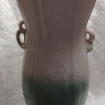 Weller Pottery, c.1934-39 “Roba” 13″ Floral Vase (Gladiola) w/ Ribbon Handles, Item # R-20