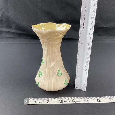 -198- BELLEEK | Shamrock Clover Porcelain Bud Vase | 6th Mark