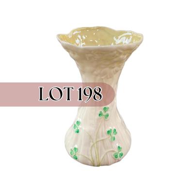 -198- BELLEEK | Shamrock Clover Porcelain Bud Vase | 6th Mark