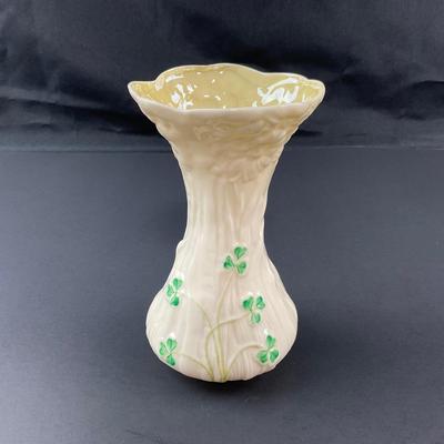 -198- BELLEEK | Shamrock Clover Porcelain Bud Vase | 6th Mark