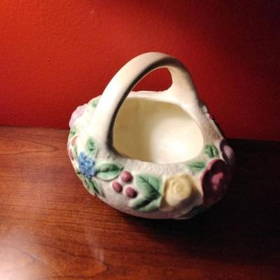 Roseville Pottery Rozane Line Basket, Circa 1917